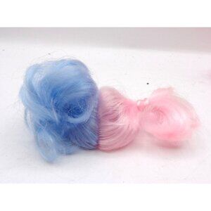 L.O.L. 3" Doll Accessory Wig Synthetic Hair Pink/Blue & Purple, Curly Ponytails
